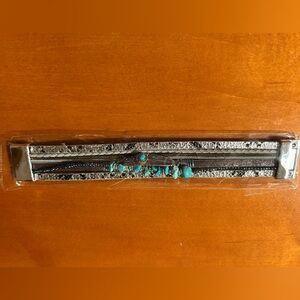 Boho Multi-strand Black and Silver Bracelet with Turquoise Accent